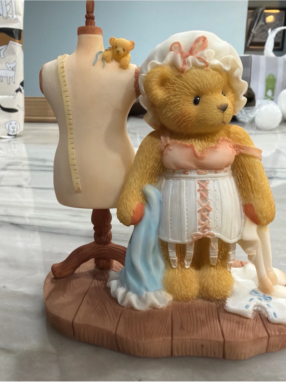 Cherished Teddy Dressmaker Figurine - Cream & Pink
